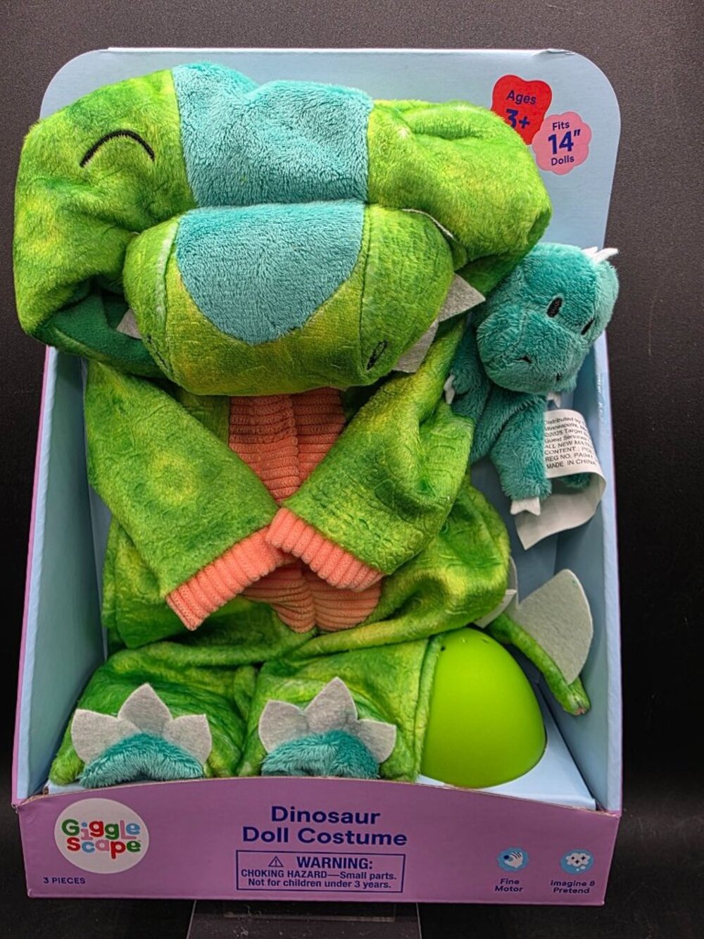 Giggle Scape Dinosaur Doll Costume Set Fits 14" Dolls Outfit Plush